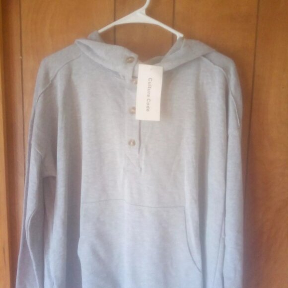 Culture Code Women's Gray Hoodie Top Size M NWT - Picture 3 of 4